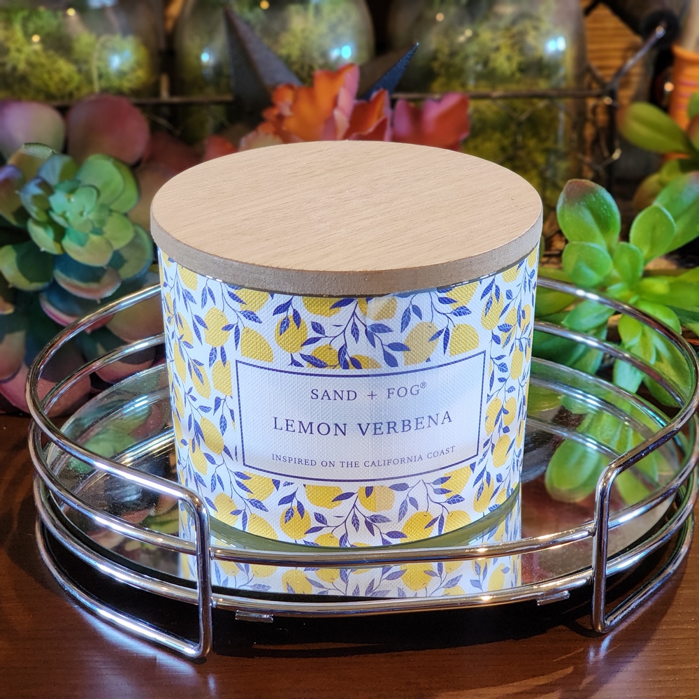 Sand + Fog Lemon Verbena Candle Yellow and Blue 12 Oz - Picture 3 of 8